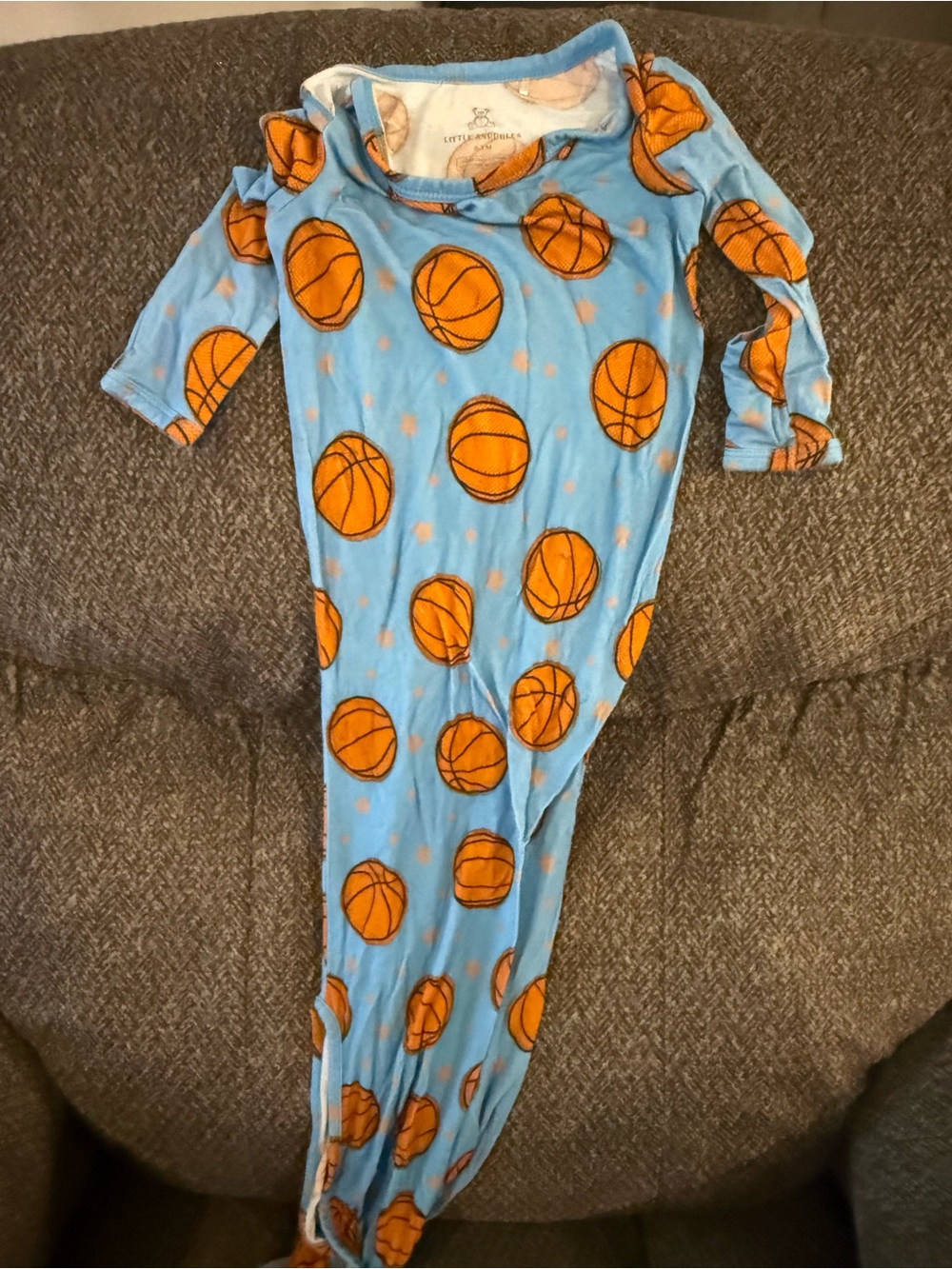 Blue Kids Basketball-Print One-Piece Pajamas gown